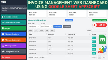 🔥🔥Invoice & Ledger Management Web Dashboard with Admin & User Login Using Google Appscript | C30