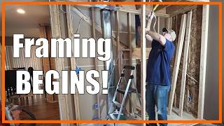 Stairs Renovation PART 3 | Framing New Walls, Moving Ducts & Rebuilding Stairs