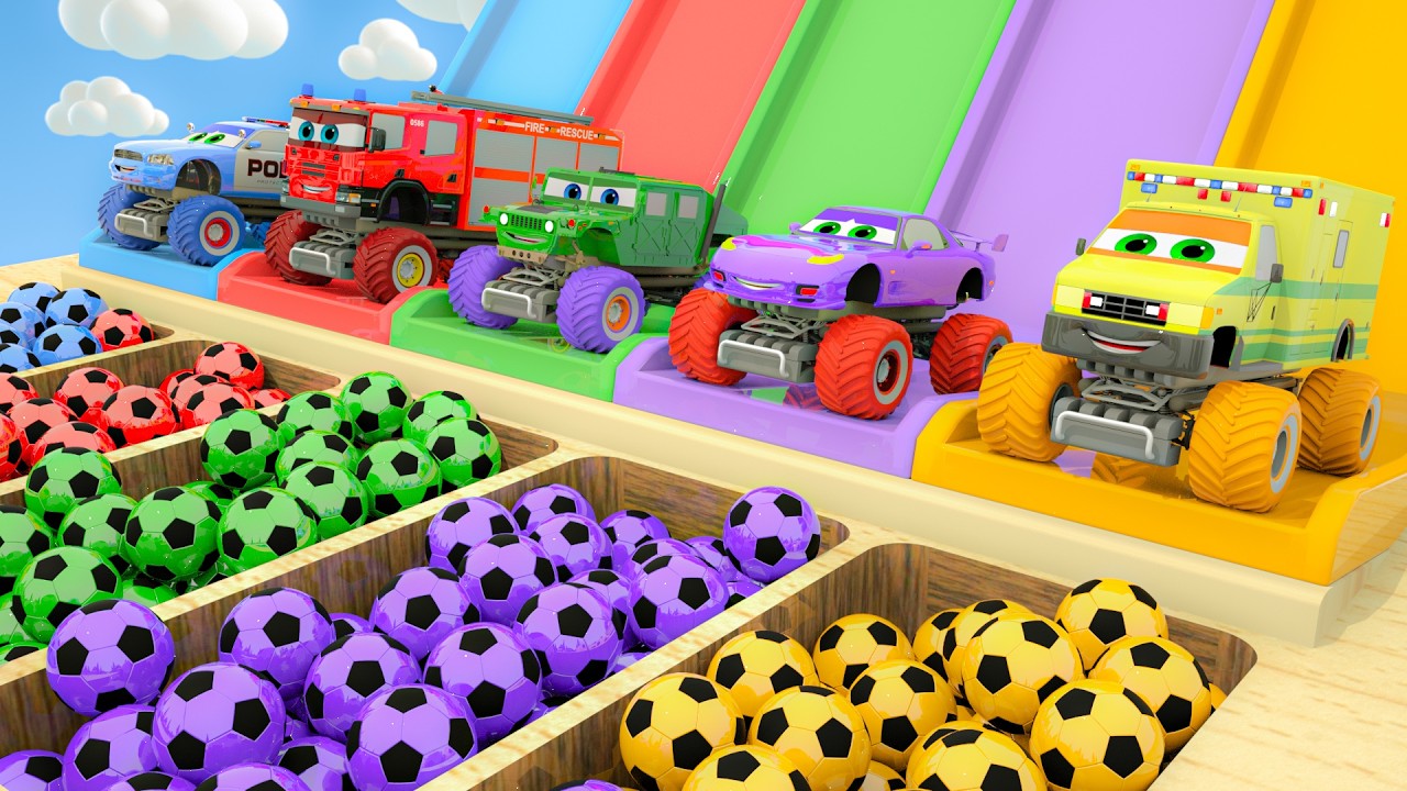 Super Simple Songs - Finger Family - Build Monster Cars with Fire Truck - Baby Nursery Rhymes