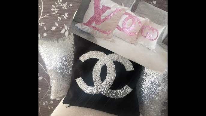 black and silver chanel pillows