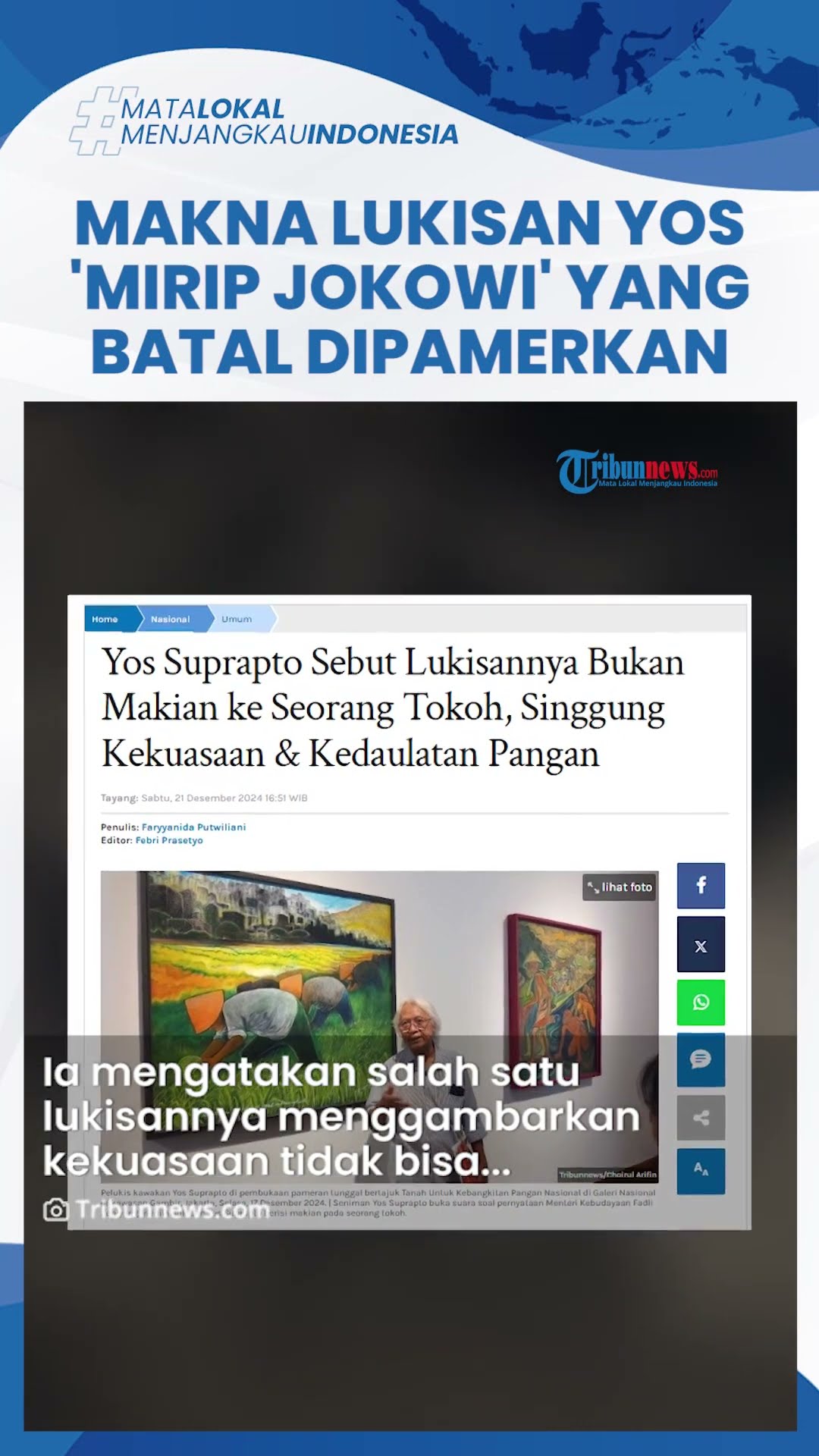 Yos Suprapto Bantah Lukisannya 'Memaki' Jokowi, Singgung Kaki Raja Jawa Injak Punggung Rakyat Kecil