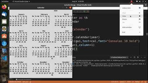 GUI calendar in python in simplest form