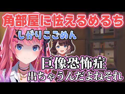 【あらなみマイクラ】角部屋からちびりこ城を見て巨像恐怖症がでるめるち【倉持めると/司賀りこ/にじさんじ切り抜き】