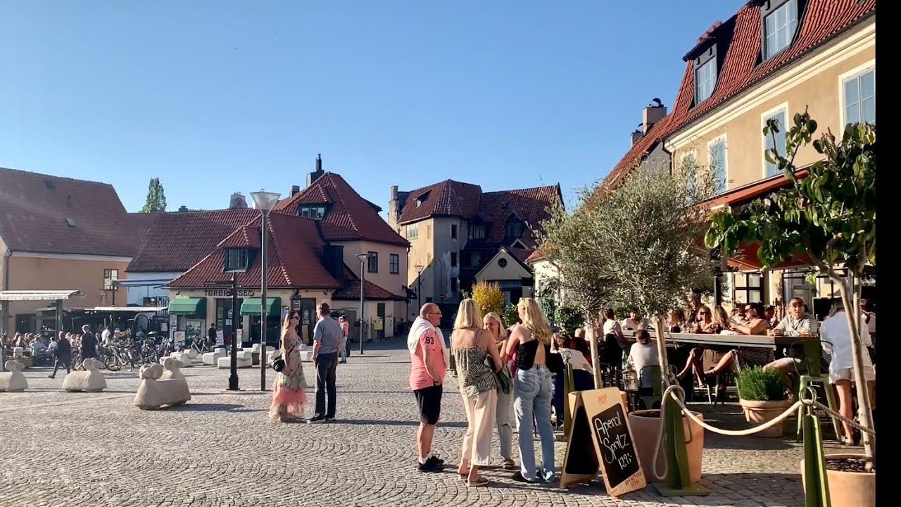 Sweden Walks: Visby. Enchanting medieval town with summer evening street life
