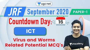 08:30 AM - JRF UGC NET Paper 1 | ICT by Aditi Sharma | Virus and Worms Related Potential MCQ