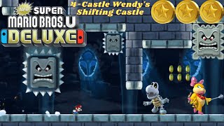 New Super Mario Bros. U Deluxe 4-Castle Wendys Shifting Castle All 3 Star Coins 100%