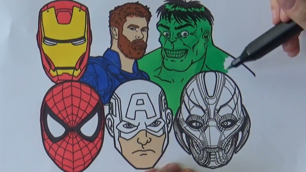 Coloriages Avengers : Iron Man, Captain America, Hulk, Spiderman