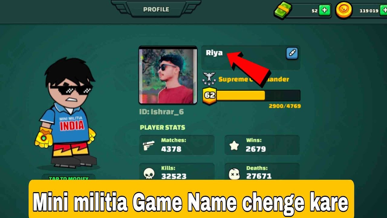 Mini militia Game Me name change kaise kare How to