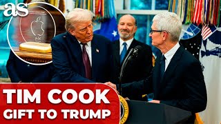 Tim Cook’s ONE-OF-A-KIND 24K GOLD GIFT to Trump revealed at OVAL OFFICE