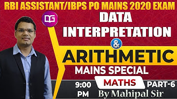9 PM - Data Interpretation | Arithmetic | RBI Assistant | IBPS PO/Clerk Mains | Mahipal Sir Maths