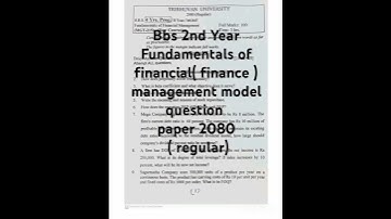bbs 2nd Year Finance  Question Paper 2080|| bbs second year finance question paper 2080 exam||
