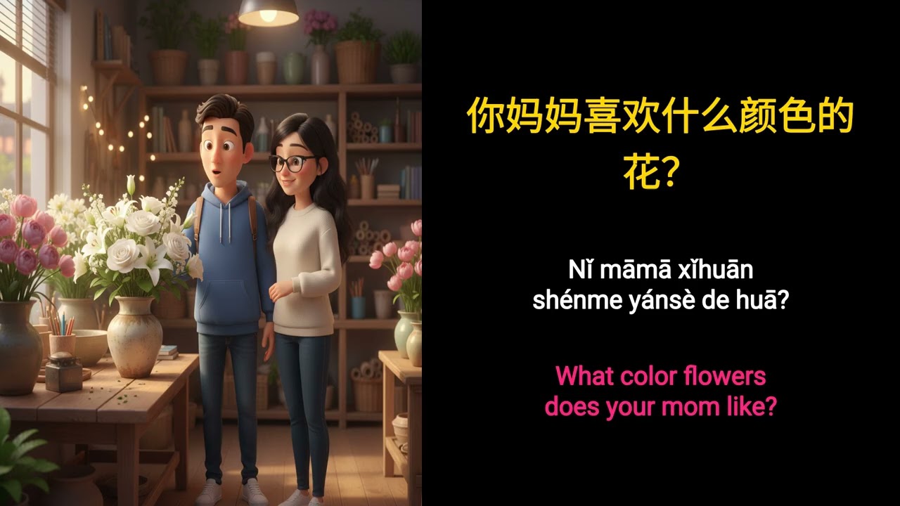 Learn Chinese Colors & Shopping Phrases | Mandarin Dialogue Story