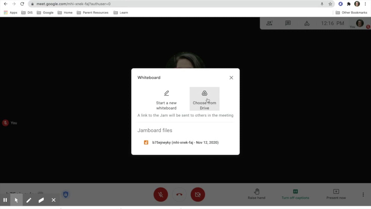 Google Meet Jamboard Integration