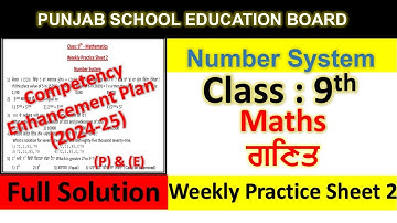 pseb competency based paper class 9th maths worksheet 2 test 2024