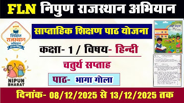 FLN निपुण राजस्थान अभियान l एफ‌एल‌एन कक्षा 1 हिन्दी साप्ताहिक शिक्षण पाठ योजना l FLN lesson plan 