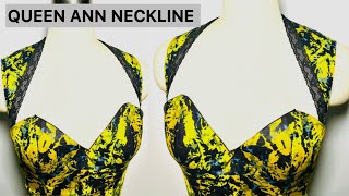 How to Cut and sew a Stylish Bustier Blouse with Queen Ann neckline.