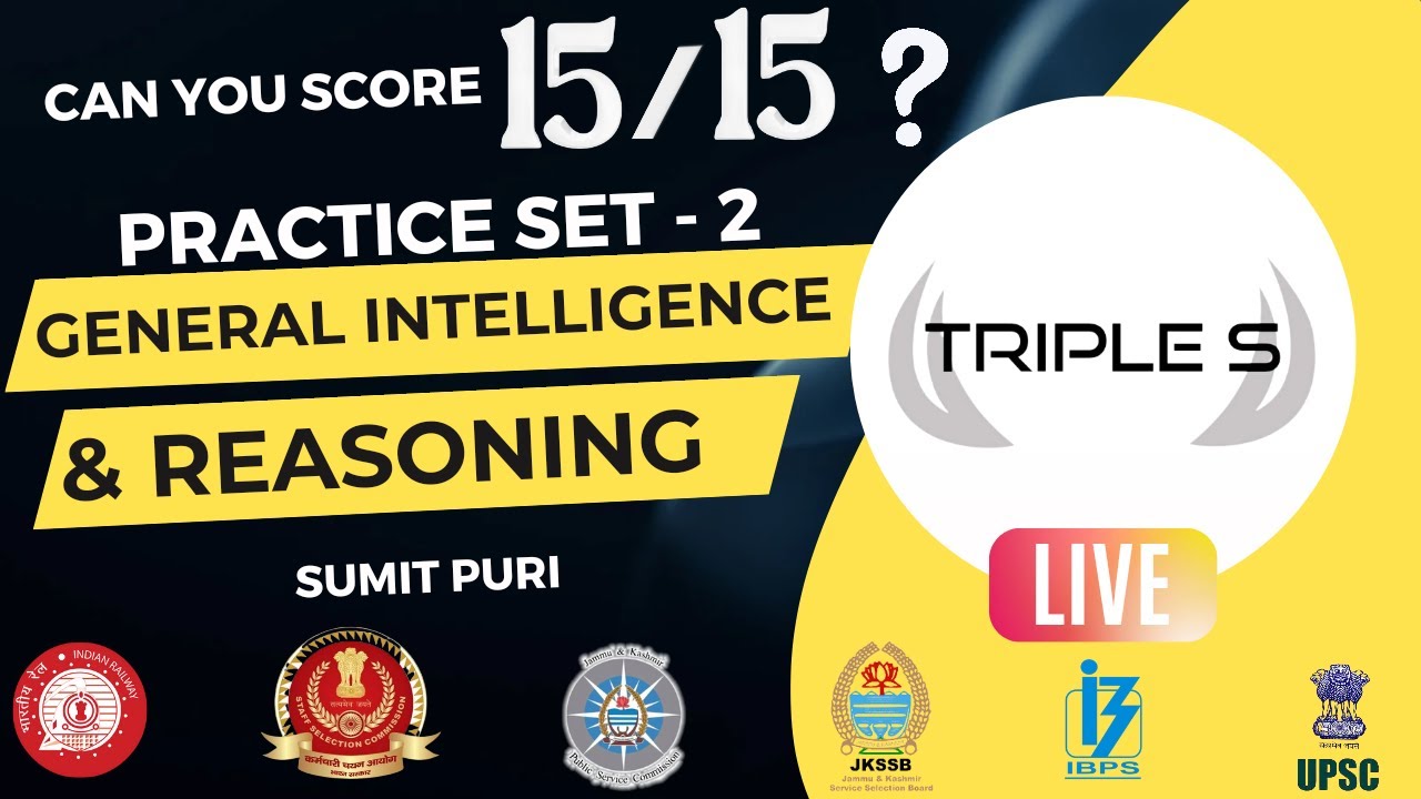 General Intelligence and Reasoning PRACTICE SET 2 || Can you score 15/ ...