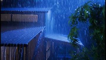 Goodbye Insomnia | Heavy Rain & Deep Thunder Sounds on Fragile Tin Roof in Dark Forest Night
