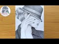 A Lady With Hat - step by step drawing || How to draw a girl with hat || Pencil Sketch