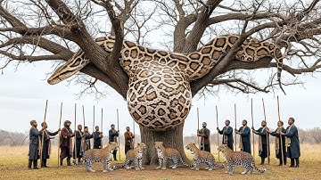 Courageous Rescue Team Fights to Free Mother Leopard and Cub from the Python’s Grip