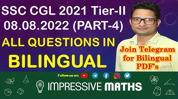 SSC CGL 2021 Tier 2 Maths Solution exam held on 08.08.2022 | Part-4 | Impressive Maths | Balraj