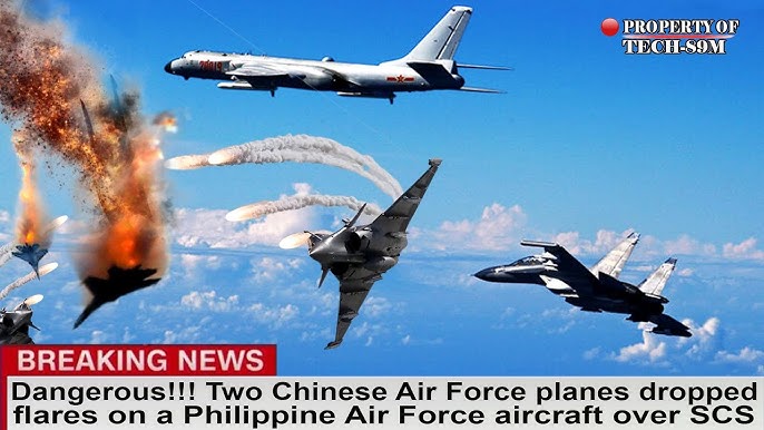 Dangerous!!! Two Chinese Air Force planes dropped flares on a Philippine  Air Force aircraft over SCS