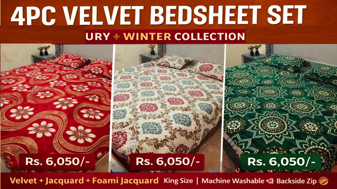Luxury 4PC Velvet Bedsheet Set 😍 | King Size | Winter Collection 2026 