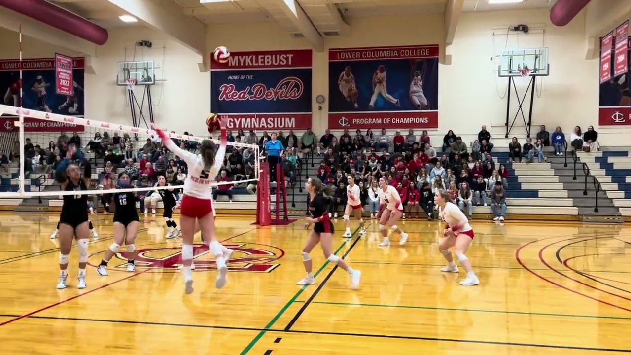 Lower Columbia volleyball scores a point against South Puget Sound.