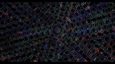 3D Animated digital abstract. Colorful curved and circular lines on black background, seamless loop