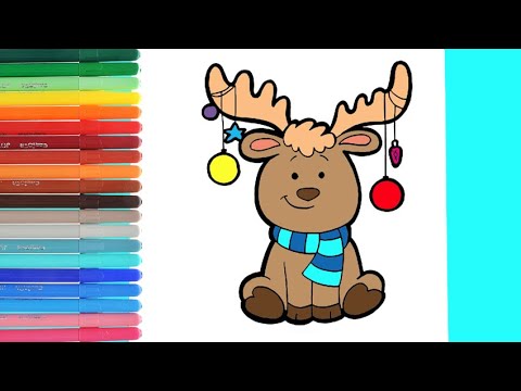 Как нарисовать оленя. Рождественский олень.How to draw a CHRISTMAS DEER