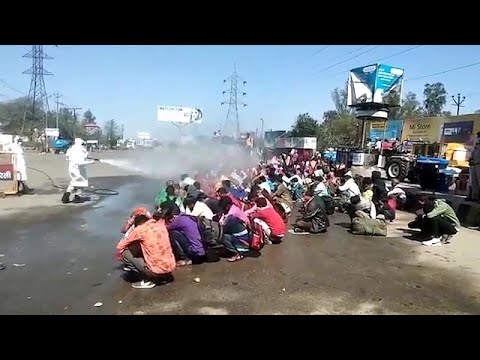 Video | Hindistan'da işçilerin hortumla dezenfekte edildiği görüntüler tepki topladı