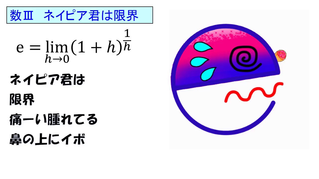 2分で覚える【ゴロ合わそんぐ】ネイピア数(e)になる極限 2分で覚える【ゴロ合わそんぐ】ネイピア数(e)になる極限