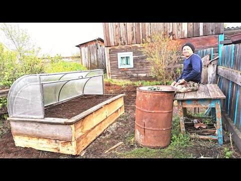 Огород у бабушки в деревне. Делаем парник по новой технологии.