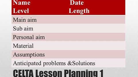CELTA Lesson Planning 1