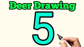 How to Draw a Deer Step by Step | Deer Drawing Easy With Number 5