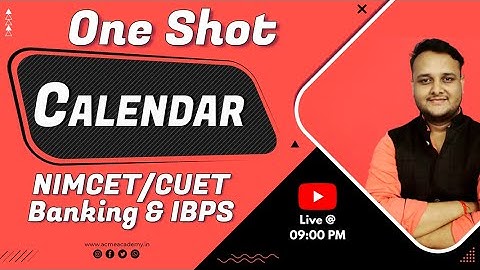 One-Shot Calendar | #Calendar Concept Short-Tricks | NIMCET 2023 Banking IBPS Clerk IIT-JEE #nimcet