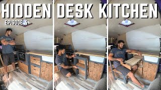 DIY Van Kitchen (Hidden Desk & Chair | Epoxy River Countertop) | Ep. 4