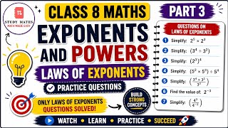 Class 8 Maths | Exponents and Powers Part 3 | Laws of Exponents Questions Solved 🔥