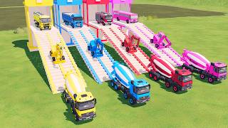 TRANSPORTING COLORFUL TRUCK VOLVO, SCANIA, MAN AND RENAULT - FARMING SIMULATOR 22
