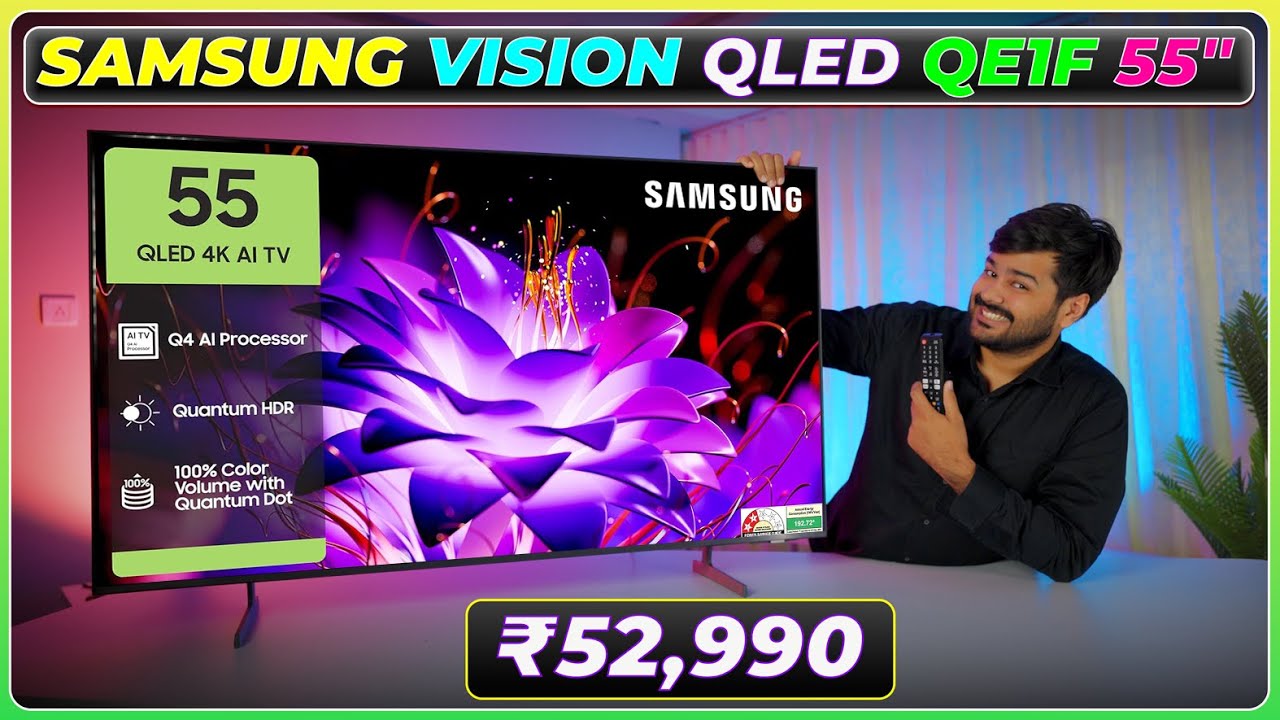 Samsung QEF1 55" QLED TV 🔥 Vision AI + Quantum HDR + Dolby Audio – BEST 4K Smart TV Under ₹50K? 🤯
