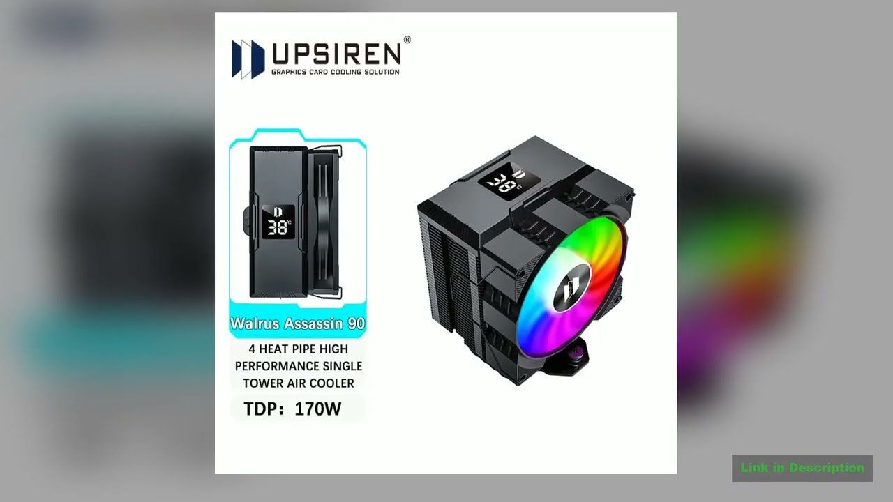 UPSIREN Walrus Assassin 90 Digital Display 4 Heatpipe CPU Cooler 92mm Cooling Fan Radiator Air