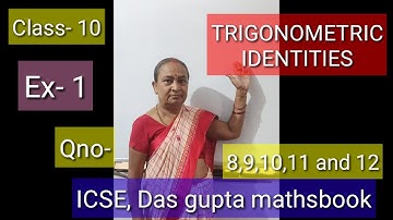 #Trigonometric Identities#class-10# ICSE Das Gupta Maths book, exercise- 1, Question no-8,9,10,11,12