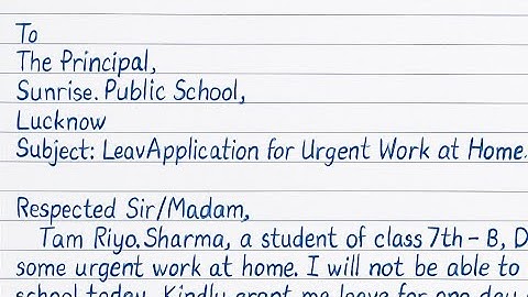 "Leave Application for Urgent Work at Home | Trending School Letter 2025"