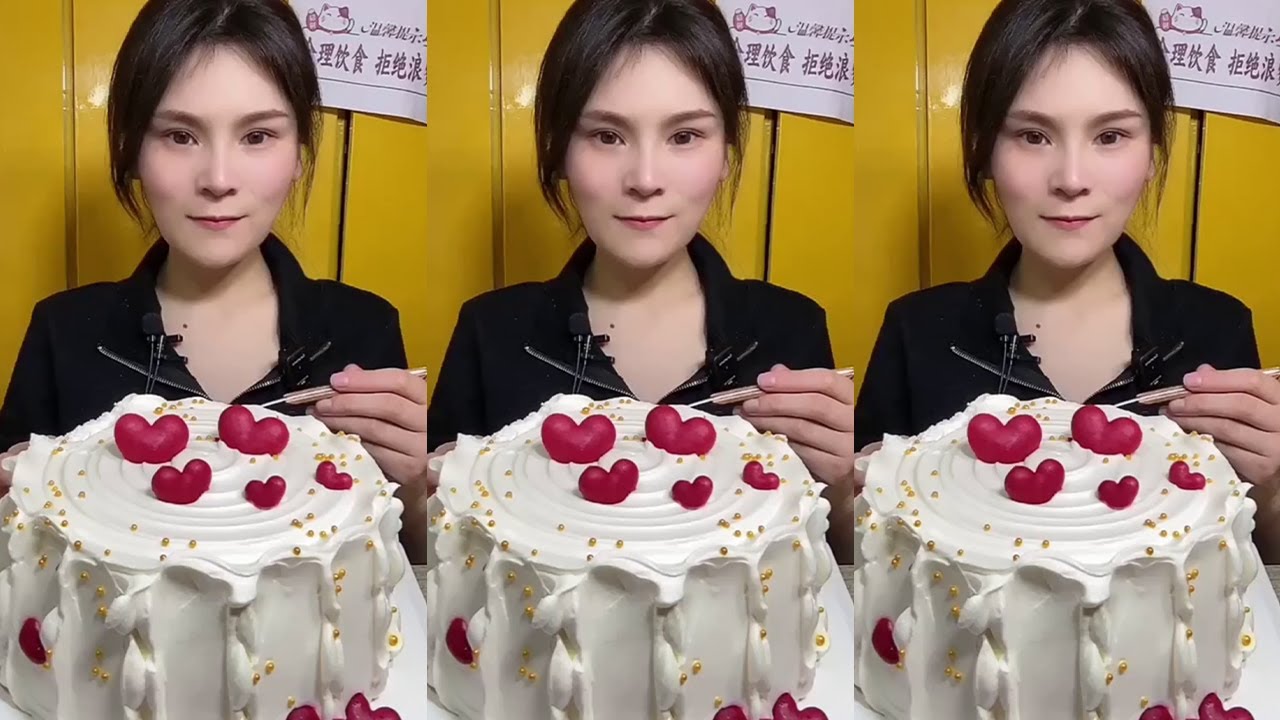 ASMR🍰Eat white love cream cake🍰 (soft and waxy sound) 크림 케ց 먹방 MUKBANG Satisfaction