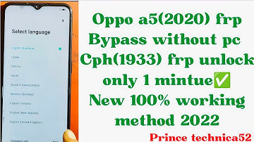 oppo A5 2020 frp Bypass|| cph (1933)frp Bypass|| Android 11/12 all oppo working  trick 💻❌