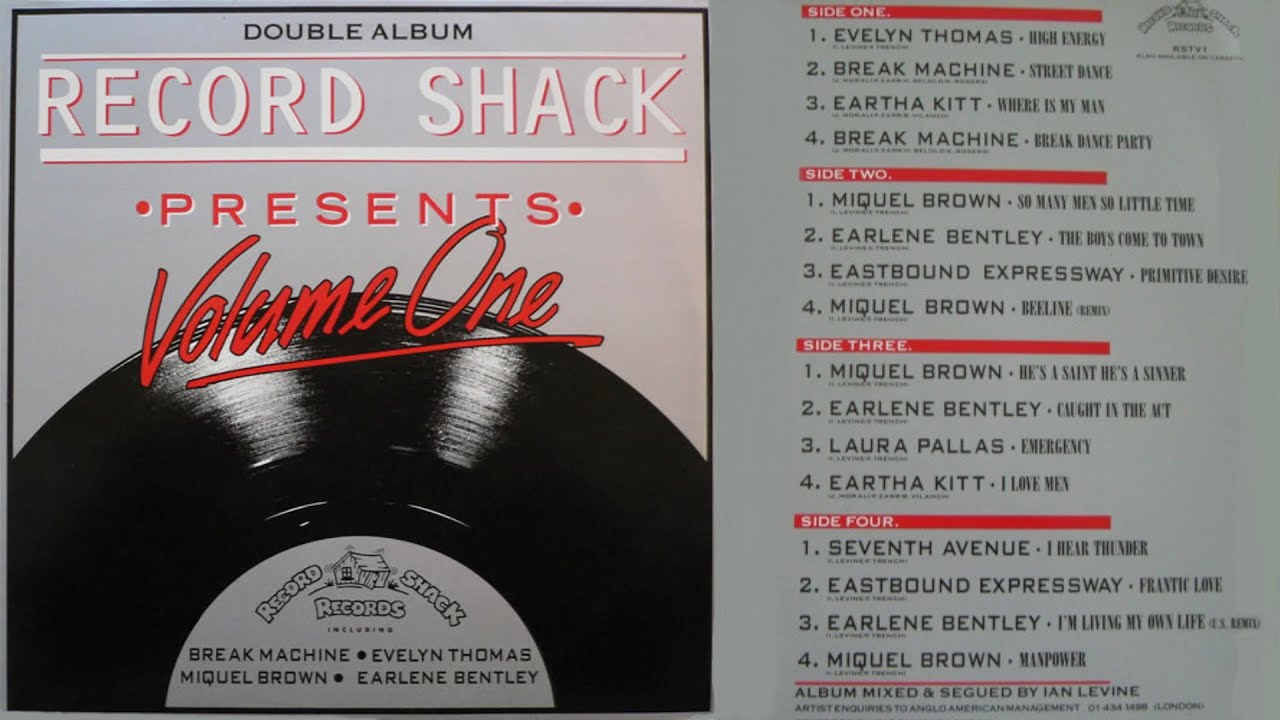 RECORD SHACK PRESENTS VOLUME 1 (1984) 2LP Non-Stop Mix Hi-NRG Disco Dance Eurobeat 80s Hits