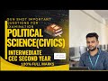 POLITICAL SCIENCE (CIVICS) ||INTERMEDIATE SECOND YEAR ||GUN SHOT IMPORTANT QUESTIONS FOR EXAMINATION