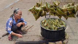 灰水粽的傳統做法9天製作1天熬煮鹹香軟糯粽味十足Making traditional rice dumpling delicacies at Dragon Boat Festival 玉林阿婆