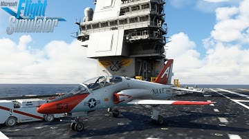 MSFS 2020 | McDonnell Douglas T-45 Goshawk launch and landing on the USS Gerald R. Ford CVN-78