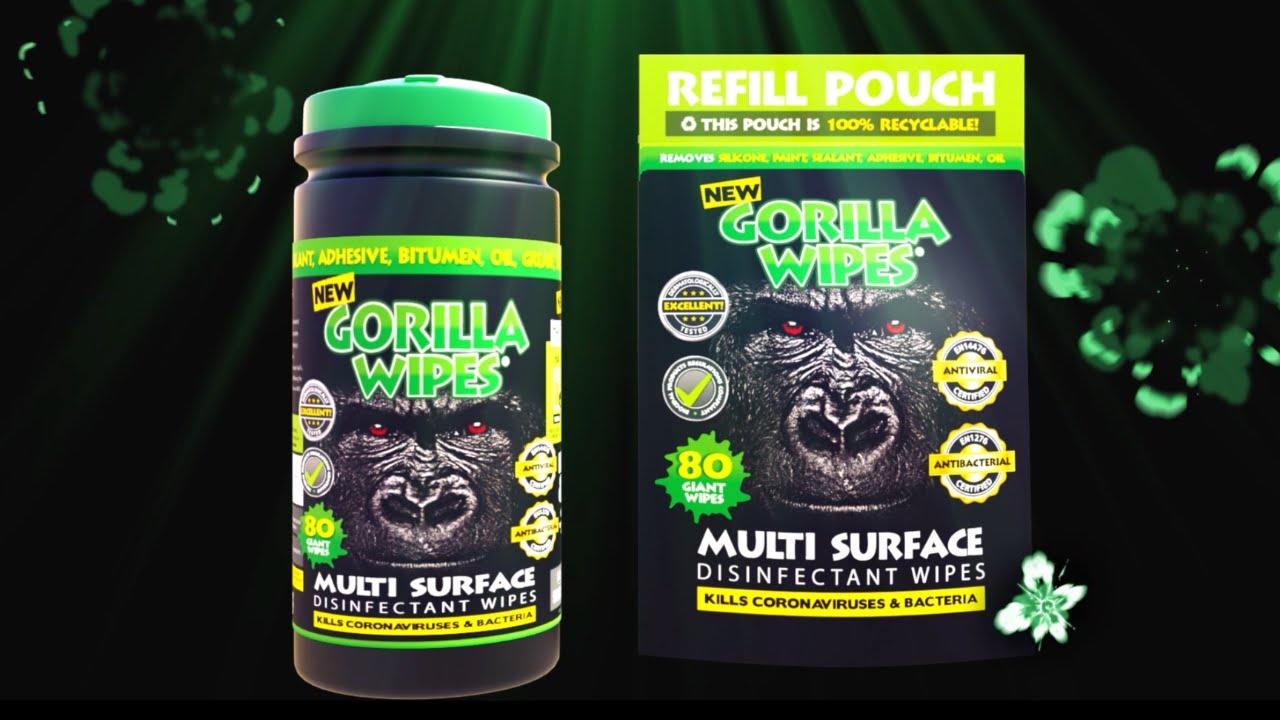 GORILLA 1012TUBGREEN GORILLA ANTIBACTERIAL WIPES GREENER FOR MULTI-SURFACE,  250 WIPES